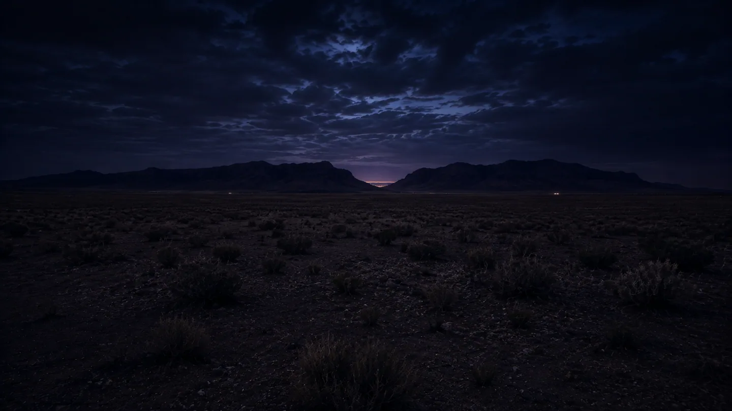 Black Ridge silhouetted against a cold night sky
