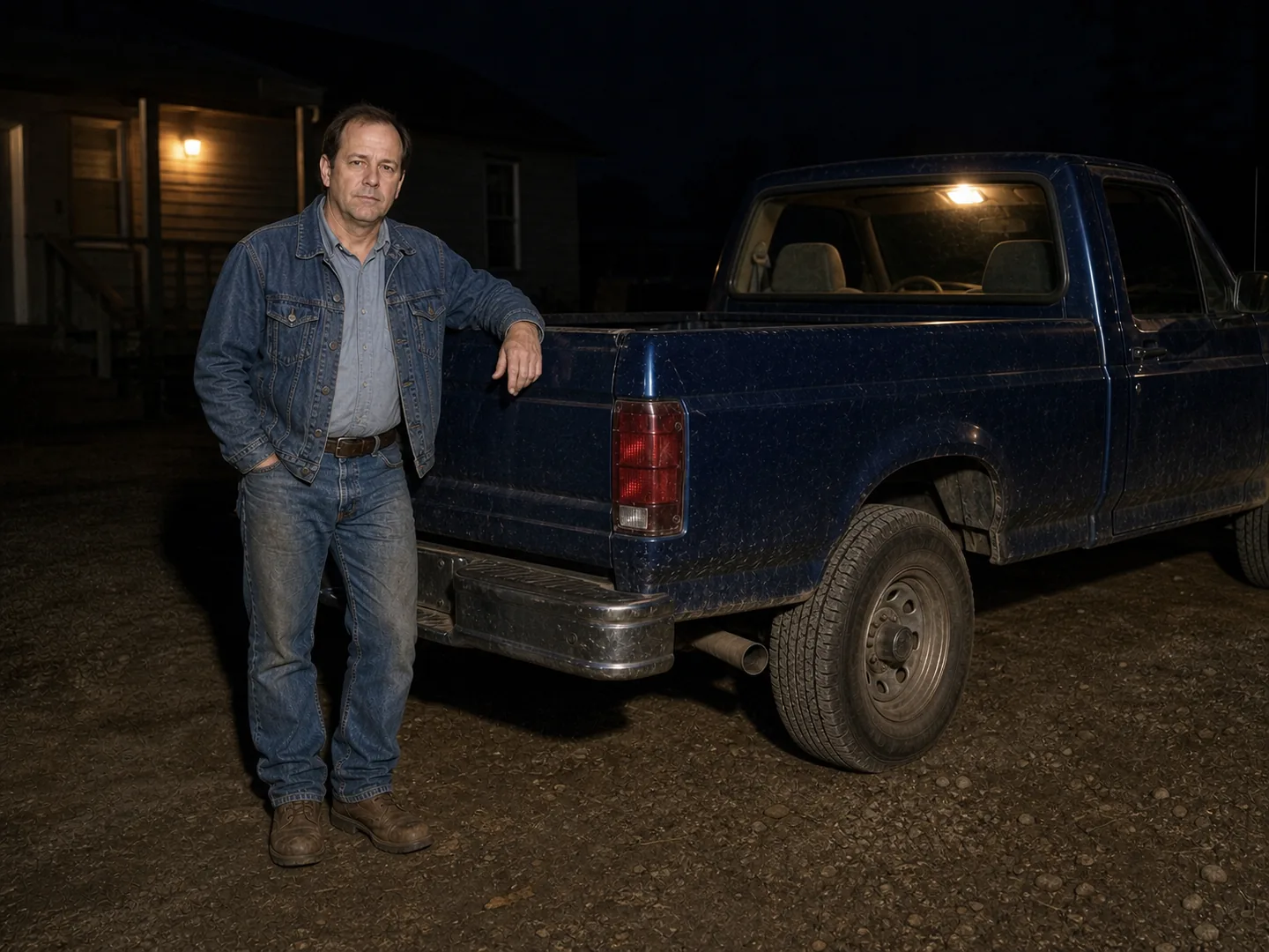 Daniel Mercer standing beside his dark blue county pickup