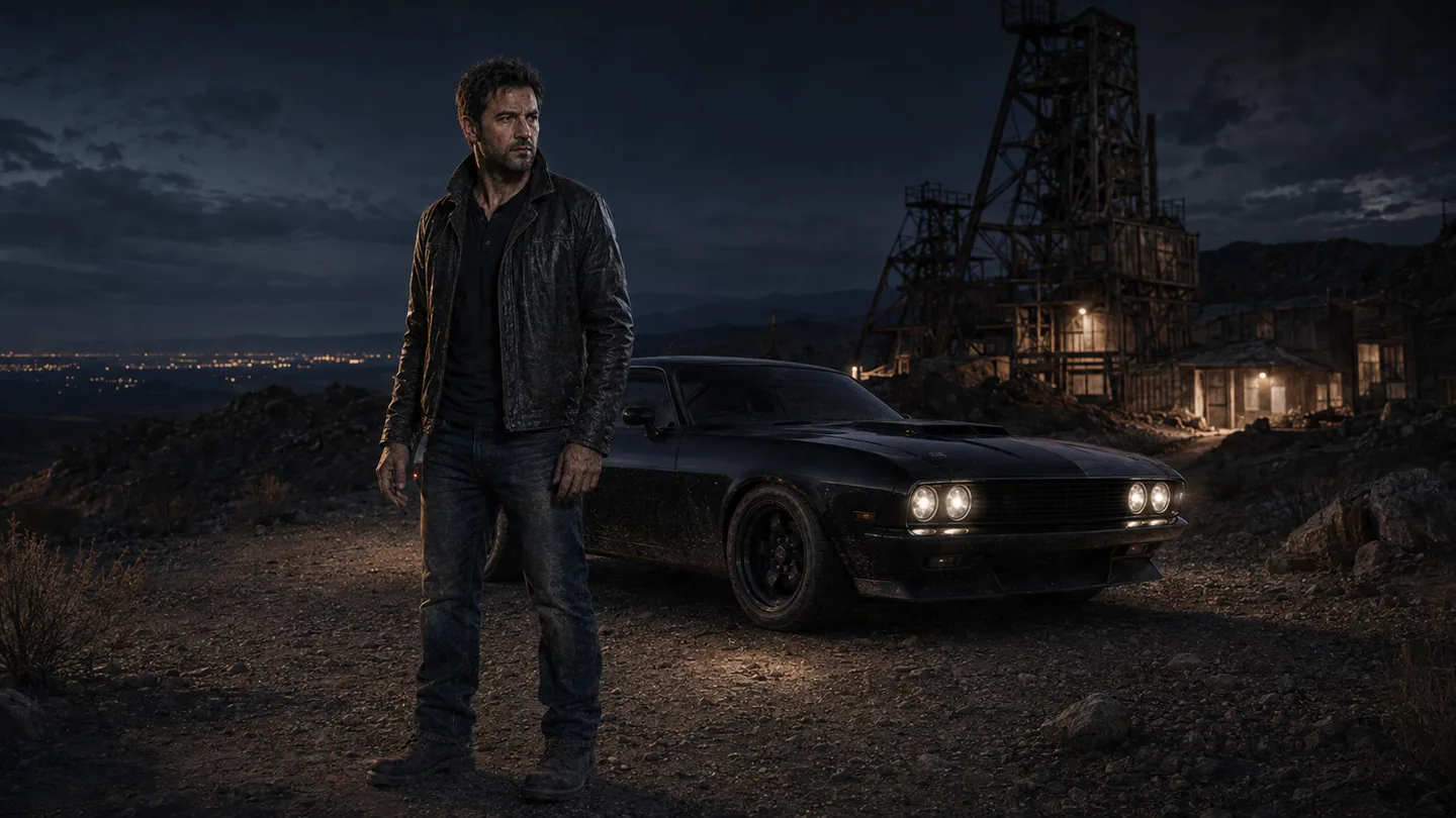 The Courier and black fastback outside the Black Ridge mine